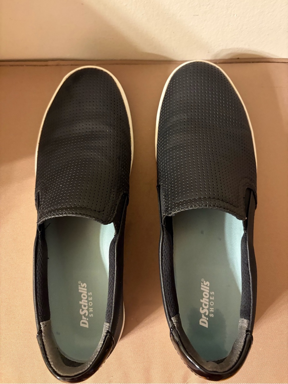 Dr. Scholl's Black Slip-On Perforated Casual Loafers with White Sole
